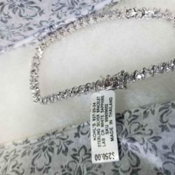 Sterling silver white sapphire bracelet - Picture 1 of 2